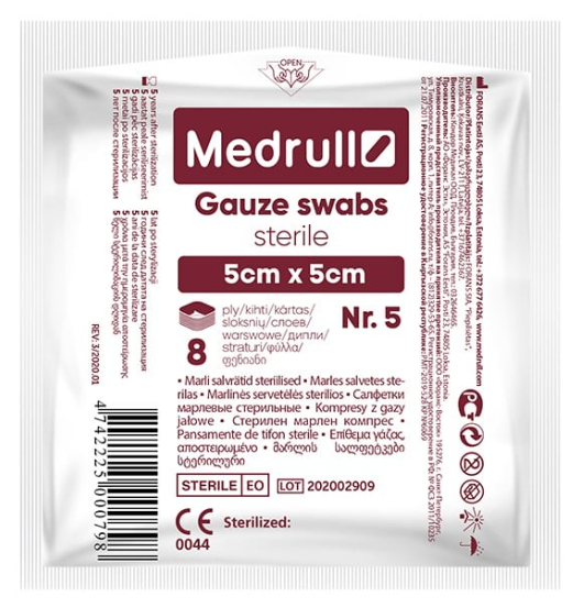 Gauze wipes, sterile